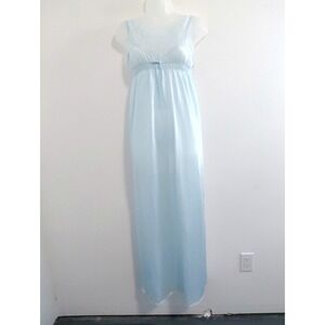 VTG‎ Ice Blue Nylon Nightgown Large Sheer Lace Lingerie USA Vintage 60s Romantic